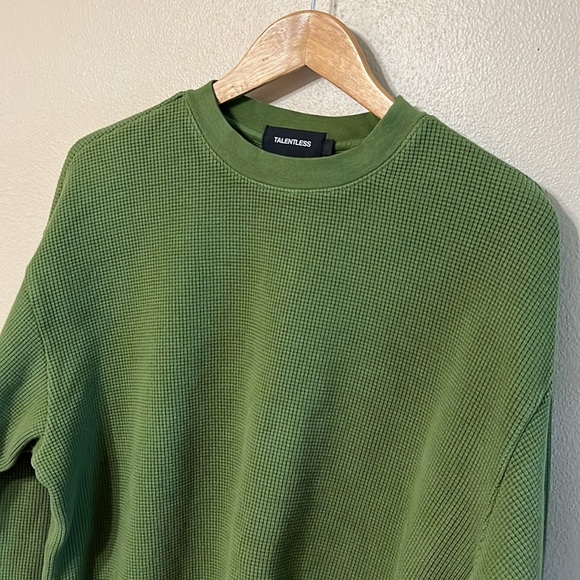 SOLD - Talentless Waffle Thermal Crewneck Sweatshirt - Picture 2 of 8
